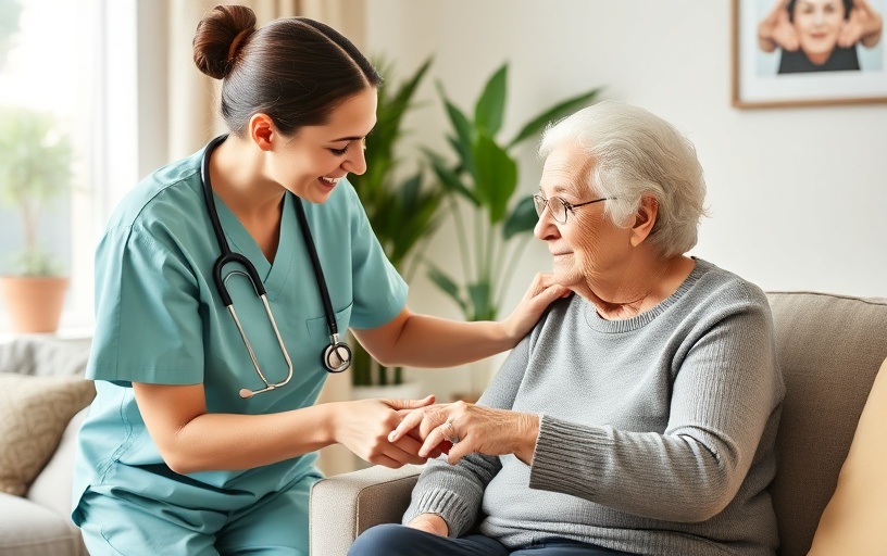 A physiotherapist assisting a patient with therapy using medical equipment